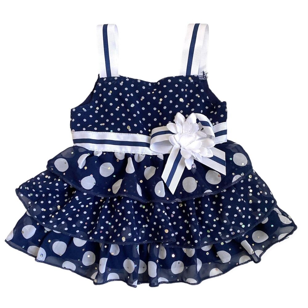 LITTLE LASS 12 Months Baby Girl Summer Dress Ruffle Shirt Birthday Party July 4
